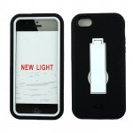 Wholesale iPhone 5C Armor Hybrid Case with Stand (Black - White)